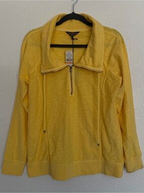 Tommy Bahama New Small Yellow Cotton Knoll Half Zip Pullover TINY FLAW